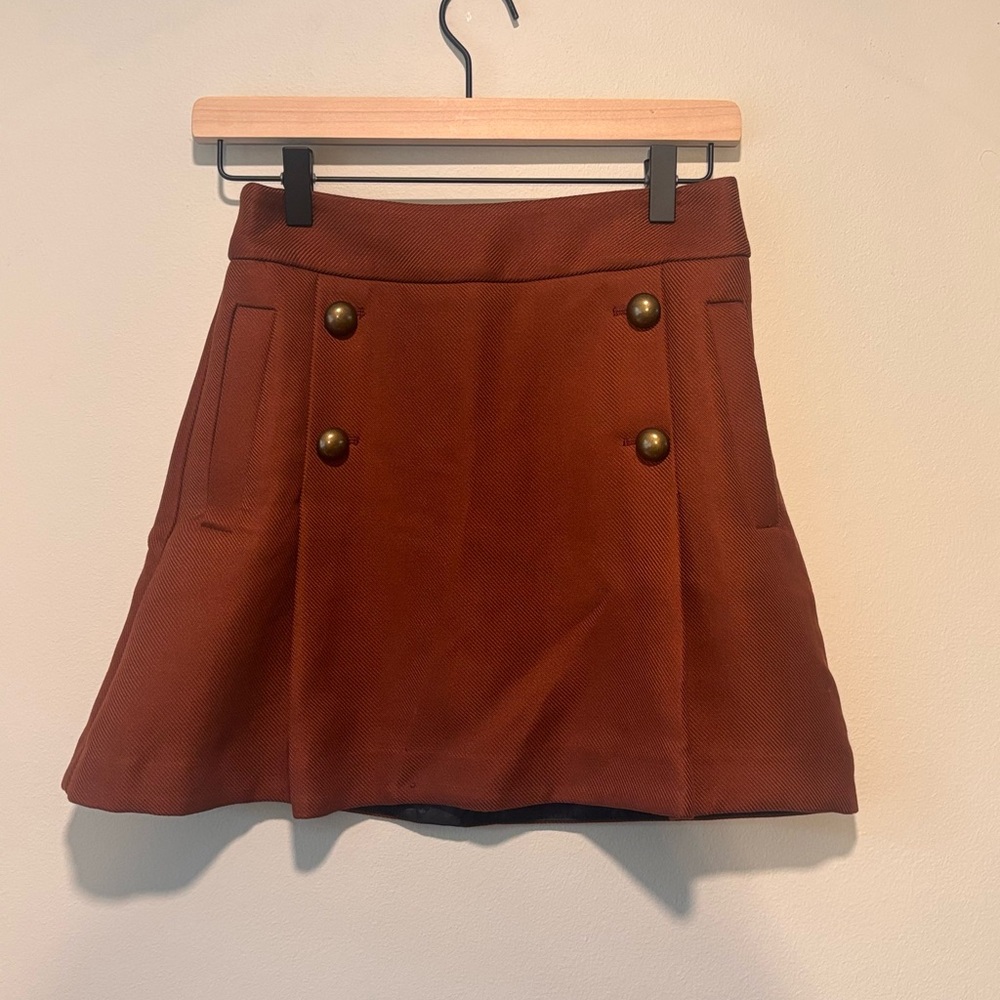 Express Rust Mini Skirt with Button Detail